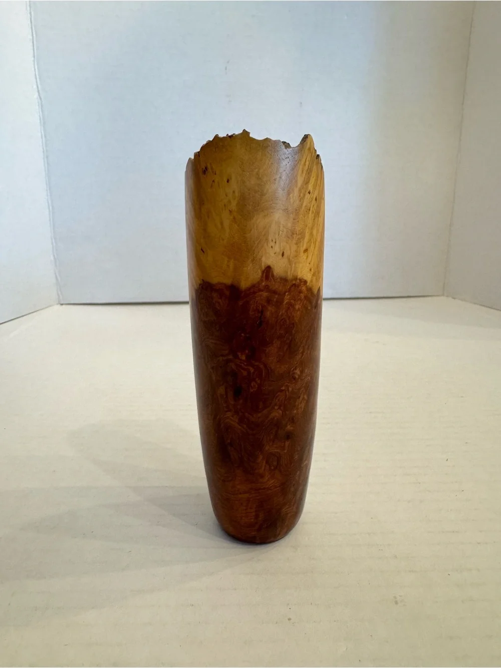 Amboyna Burl Wood Vase Natural Edge Flower Vase Artisan Crafted Sculpture Decor